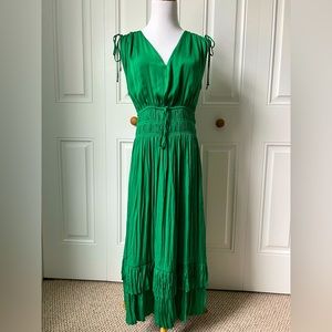 White House Black Market green, pleated dress